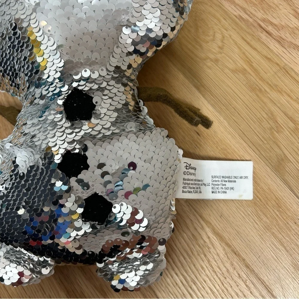 Olaf Sequin Reversible Plush Stuffed Snowman Frozen Disney Silver White